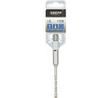 Бур SDS-plus 5х110 мм, 2х-гранный наконечник с твердосплавной напайкой YG8C GREPP 207-05110 103-05110