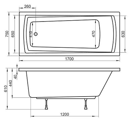 Акриловая ванна Ravak Domino Plus 170x75 см SET 4в1 70508015