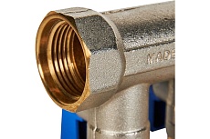 Коллектор с шаровыми кранами STOUT Smb 6211 341202 3/4&quot;, 2 отвода 1/2&quot;, синие ручки RG0091AACQMGBP