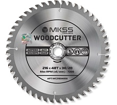 Диск пильный по дереву MKSS Toolbox Woodcutter WC2160 216x48Тх30/20 мм WC21604830