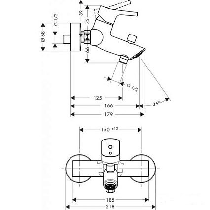 Смеситель для ванны Hansgrohe Talis S 72400000