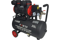 Поршневой малошумный безмасляный компрессор Power Technic с фильтром влагоотделителем ACL240/025