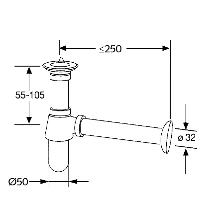 Сифон для раковины Kludi 1011105-00 G1 1/4