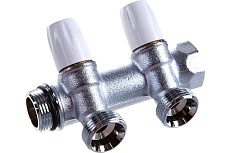 Коллектор Tiemme НВ, 3/4&quot;, 2х3/4&quot;EK, Н 50 мм, хромированный, с вентилями 1860026