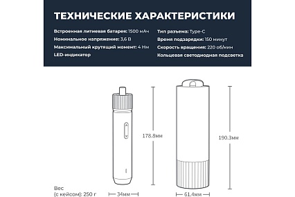 Аккумуляторная отвертка Hoto 3.6В с 12 битами, в кейсе, черная QWLSD001 HTE0001GL