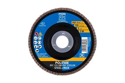 Круг шлифовальный лепестковый POLIFAN PFC PSF STEELOX (125х22 мм; Z80) PFERD 72200334