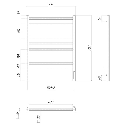 Полотенцесушитель электрический Lemark Unit LM45707Z П7 50x70