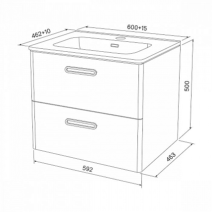 Тумба с раковиной Iddis Brick 60 см подвесная BRI60W0i95K, белый