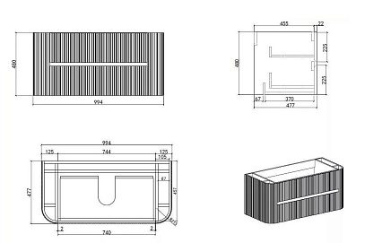 Тумба с раковиной Vincea Альто (Alto) 100 см светло-бежевый матовый