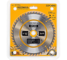 Пильный диск по дереву ПРОФИ 190х30/20 мм, 48Т РОСОМАХА 211904