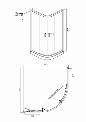 Душевой уголок Ambassador Royal 90x90 18015106 матовый с рисунком, хром