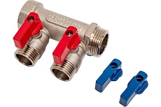 Резьбовой коллектор с кранами Aqualink вн-нар 3/4, 1/2х2 (Цена за упаковку 2 шт.) арт. 2424