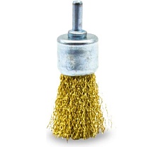 Щетка для дрели кистевая 25 мм, волнистая, стальная латунированная проволока 0.3 мм Варяг 018202