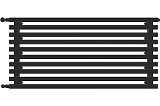 Горизонтальный стальной радиатор GUARDO Retta 6P 580x600 мм, 12 секций, S=11м², нижнее правое подключение 6P-0600-12 NK-GOR-R R9005(M)