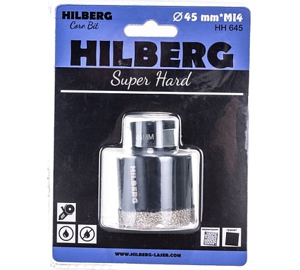 Коронка алмазная по керамике и керамограниту Super Hard (45 мм; M14) Hilberg HH645