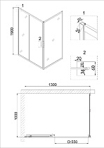 Душевой уголок Niagara Nova NG-82-13АВ-А100В 130x100 прозрачный, черный