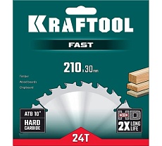 Диск пильный по дереву Fast 210x30 мм, 24Т Kraftool 36950-210-30