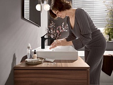 Смеситель для раковины Hansgrohe Vivenis 110 75020670 с донным клапаном, матовый черный