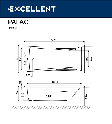 Акриловая ванна Excellent Palace 170x75