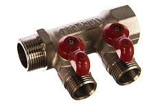 Коллектор с отсекающими кранами (плоскость) PRO AQUA 3/4, 2 х 1/2 V100.02-m20-f20