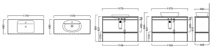 Тумба с раковиной Kerama Marazzi Plaza Next 120 см напольная, черный матовый