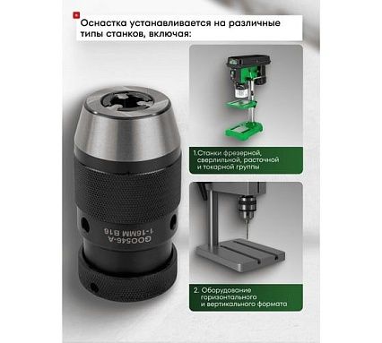 Патрон цанговый для дрели Rockforce (1-16мм, B16) RF-G00546-A(61413)