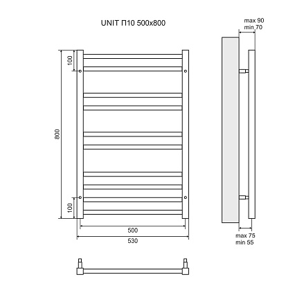 Полотенцесушитель водяной Lemark Unit LM45810BL П10 50x80, черный