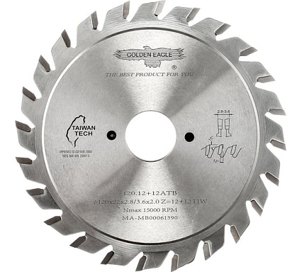 Диск пильный HW подрезной 120x22x2.8-3.6/2.2 мм, z12+12, F Golden Eagle TL00000062
