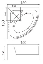 Акриловая ванна WeltWasser WW HB Constance 150x150 WT с г/м, белый