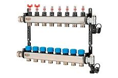 Коллектор Henco из нержавеющей стали, расходомер, воздухоотводчик, дренаж, клапан, 1&quot;-8x3/4&quot; UFH-0605MDSS08