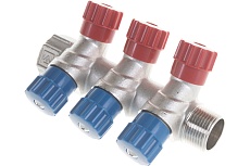 Коллектор никелированный с вентилями (3/4&quot;; 3 х 1/2&quot;) Valtec VTc.560.N.0503 74970