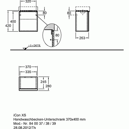 Тумба с раковиной Geberit iCon 37 см белый глянец