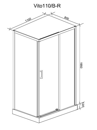 Душевой уголок Cerutti Vito 110x80 R, прозрачный, хром