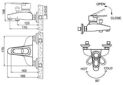 Смеситель для ванны Bravat Loop F6124182BM-01-RUS черный матовый