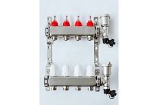 Коллекторная группа с расходомерами Grosseto 1&quot;x3/4&quot; 4 выхода, нержавеющая сталь, 10 бар 2042991
