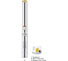 Скважинный насос LEO 4XR 16/24-7.5, 7,5 кВт, 380В, Qном. 15,0 m3h, Hном. 89 m, Qmax. 21,0 m3h, Hmax. 152 m 2089