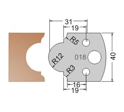 Нож мультисистема HSS книжная полка R12 40x20x4 мм Dimar 3301840