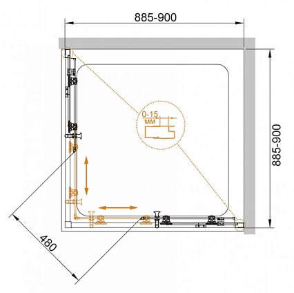 Душевой уголок Cezares Eco 90x90 ECO-O-A-2-90-C-NERO прозрачный