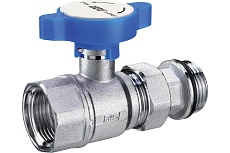 Шаровой кран под термометр FAR хром, 1&quot;ВР-американка с EPDM, синяя ручка FS 3058 1B