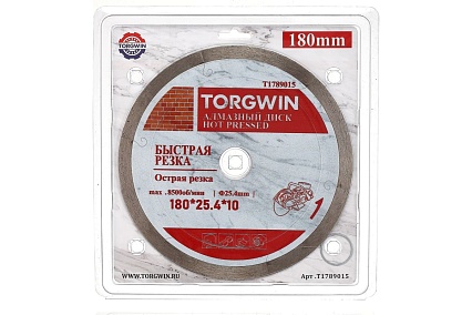 Диск алмазный отрезной сплошной по керамике 180х25.4/10х1.6 мм All-over Segmented slim Professional for Ceramic Industrial TORGWIN T1789015