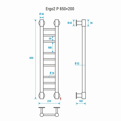 Полотенцесушитель электрический Energy Ergo2 P EETR0ERGO2852 20x85 хром