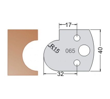 Нож мультисистема HSS галтель R15 40x20x4 мм Dimar 3306540
