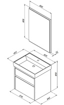 Тумба с раковиной Aquanet Nova Lite 60 см, 2 ящика, дуб рошелье