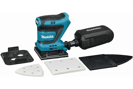 Аккумуляторная вибрационная шлифмашина Makita LXT, BL, 18 В, XPT, 114x140 мм, 11000-14000 об\м, ампл-1.5мм, 1.4 кг, кор,п\сборник, зажим +липучка, без аккум и з/у DBO480Z