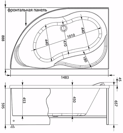 Акриловая ванна Aquanet Graciosa 150x90 L/R
