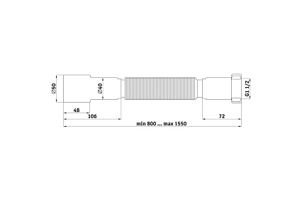 Гофра Ани Пласт с гайкой 1 1/2 дюйма, 40/50, L-541-1371 мм К116 025-0254