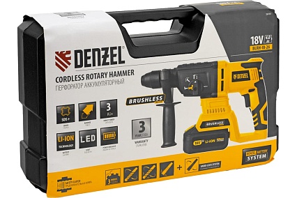 Аккумуляторный перфоратор Denzel blrh-ib-26, li-ion, 18 в 26701
