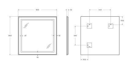 Зеркало BelBagno SPC-KRAFT-800-800-SENS-AL 80x80 см сенсорный выключатель, сатин