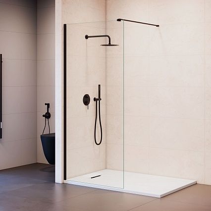 Душевая перегородка RGW Walk In WA-210B 120x195 с крючком для полотенца/халата, черный, прозрачное 351021011-14 Душевая перегородка RGW Walk In WA-210B 120x195 с крючком для полотенца/халата, черный, прозрачное 351021011-14