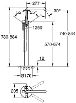 Напольный смеситель Grohe Essence+ 23491001 с душем